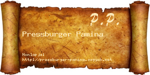 Pressburger Pamina névjegykártya